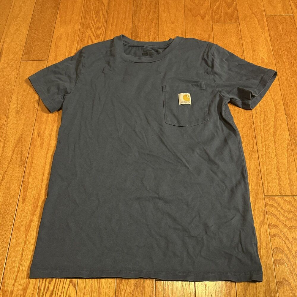 Carhartt Kids Loose Fit Pocket T Shirt Graphic Back Blue Size L (12-14)